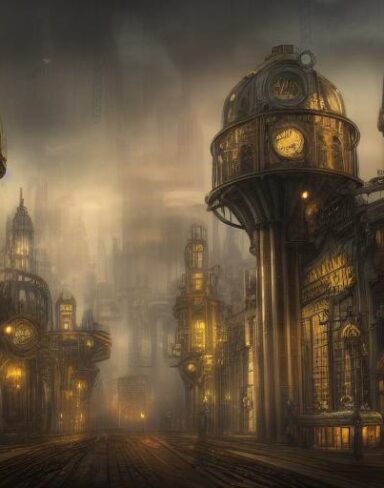 City under steampunk style