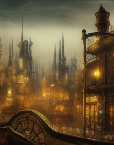 City under steampunk style