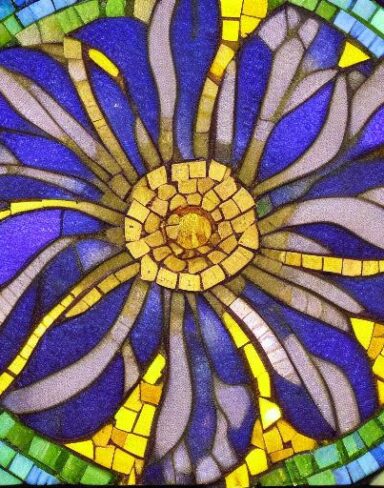 Close up of one flower on a mosaic