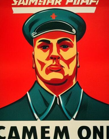 Communist propaganda poster of one man