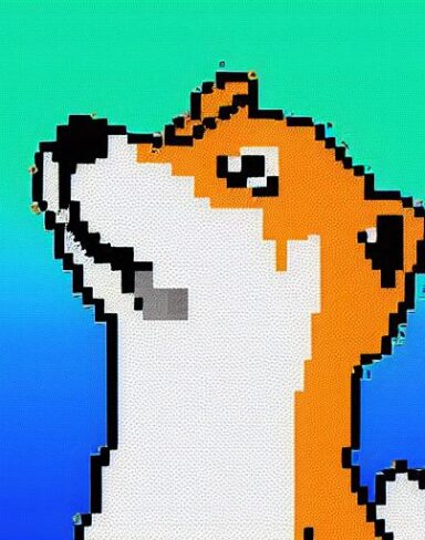 Dog with blue background