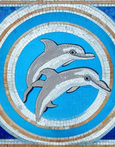 Dolphin mosaic in the costal inspired by Charles Ginner