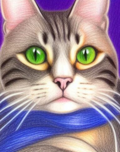 Drawing of a cat by crayon
