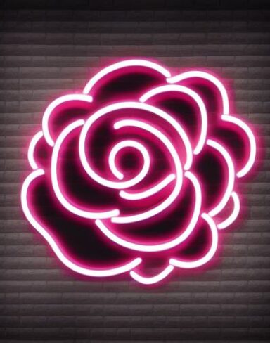 Flower symbol neon sign on the wall