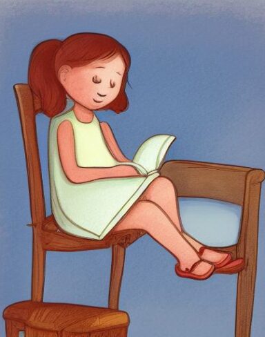 Little girl is reading a book