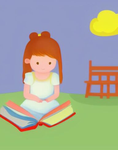 Little girl reading a book