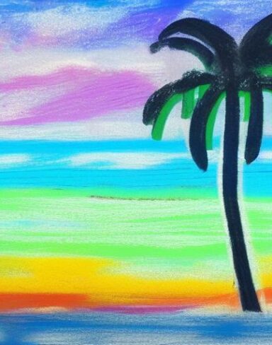 One palm tree on a beach