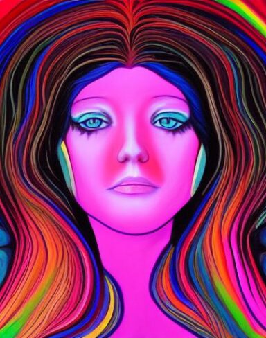 The painting of a woman with long hair