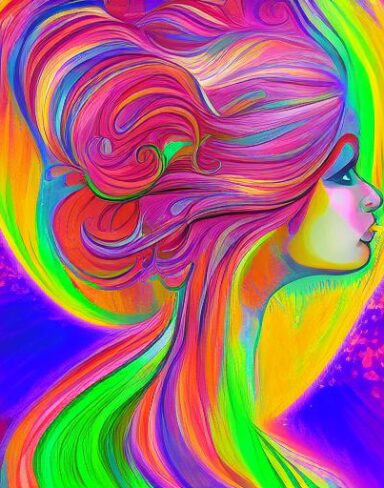 The painting of a woman with long hair