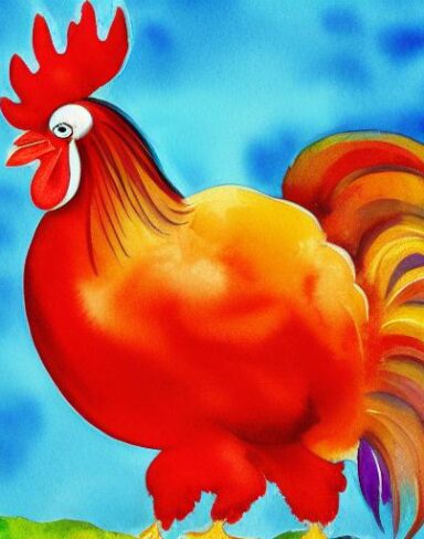 The watercolor painting of a rooster by Olga Boznańska