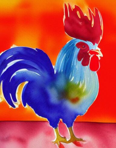 The watercolor painting of the rooster by Olga Boznańska