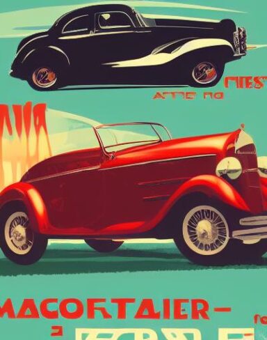 Vintage poster advertising automobile