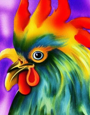 Watercolor painting of the rooster