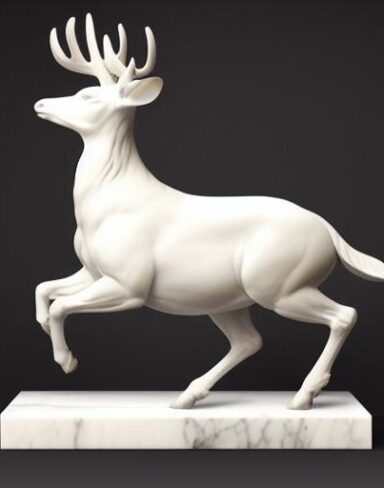 White color statue of a deer