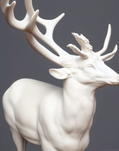 White statue of a deer