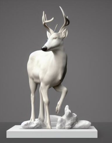 White statue of deer