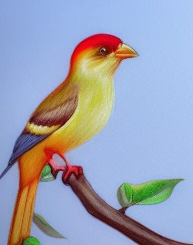 A bird sitting on top of a branch of tree