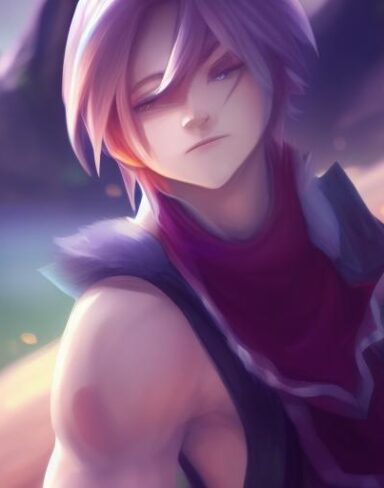 A boy with a beautiful face sitting on a rock