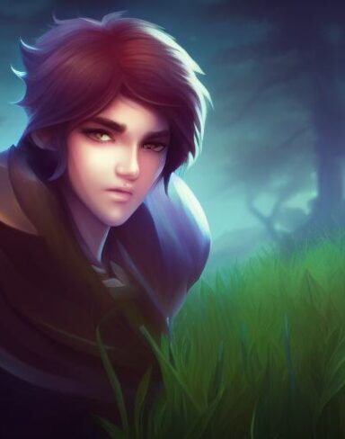 A boy with a beautiful face that is standing in the grass