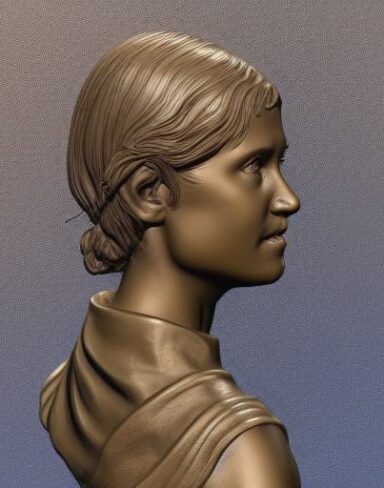A bronze bust of one young lady