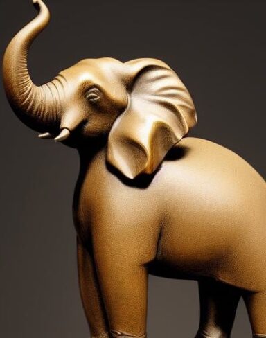 A bronze statue of the elephant animal