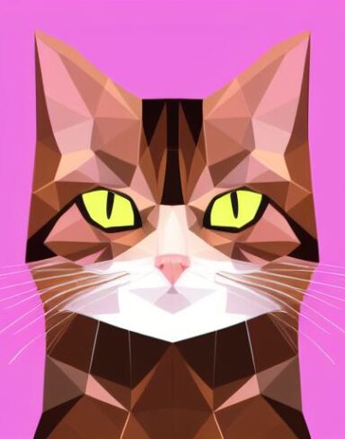A close up of a cat on a pink background