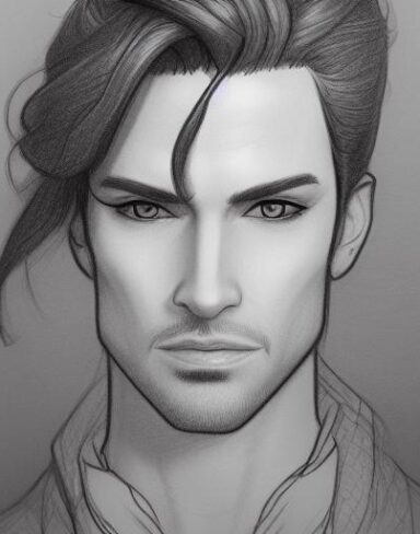 A close up of a drawing of a good looking man