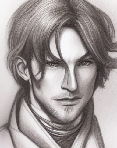 A close up of a drawing of a person