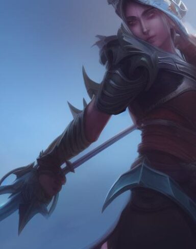 A close up of a person holding a sword