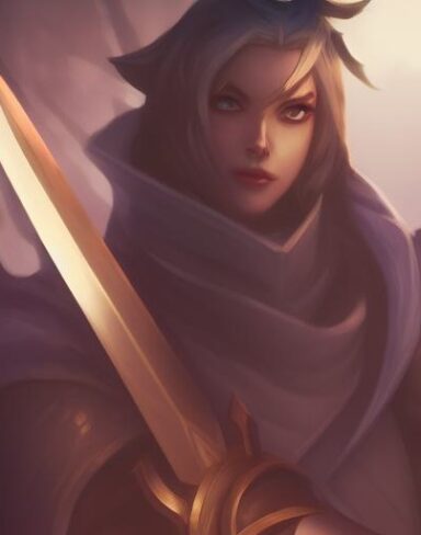 A close up of a person holding a sword