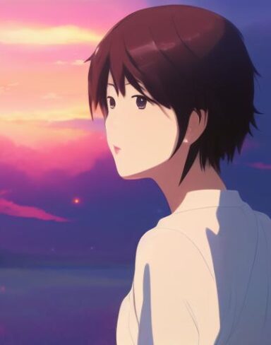 A couple of anime characters with beautiful face standing next to each other