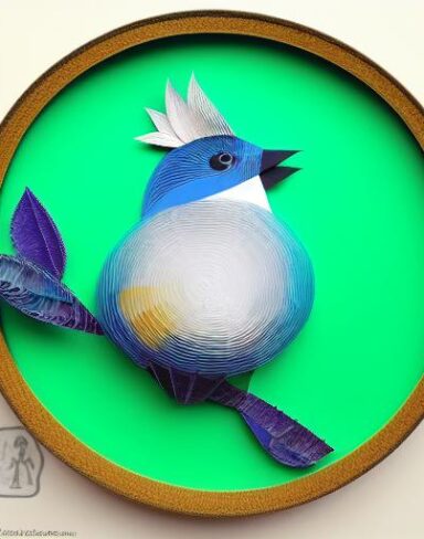 A detailed many layered paper art in a round frame