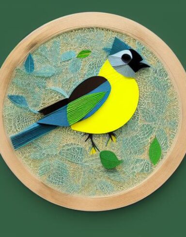 A detailed many layered paper art in a round frame