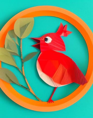 A detailed many layered paper art in a round frame