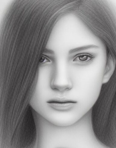 A drawing of a elegant girl with long hair