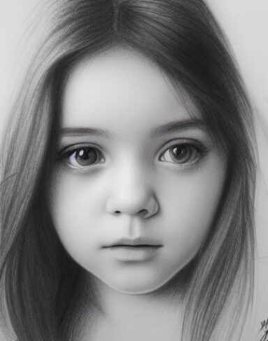 A drawing of a young girl