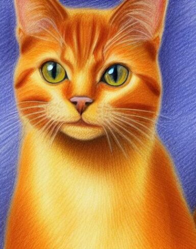 A drawing of cat by crayon