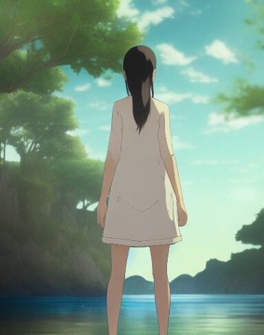 A girl standing in water