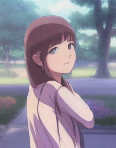 A girl with beautiful face standing in front of a house