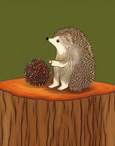 A hedge sitting on a stump