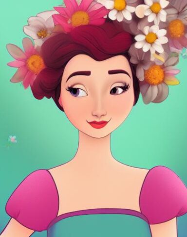 A lady with a flower background