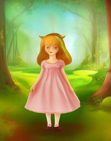 A little girl standing in a forest