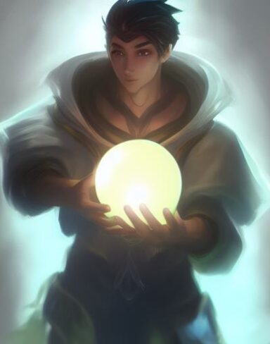A man holding a glowing ball in his hand