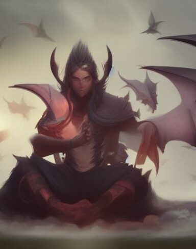 A man sitting in front of a bunch of bats