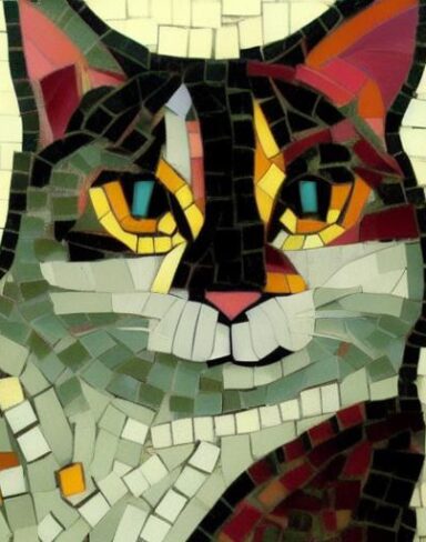 A mosaic of a cat