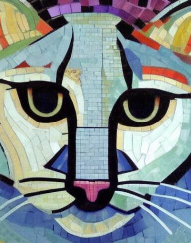 A mosaic of one cat