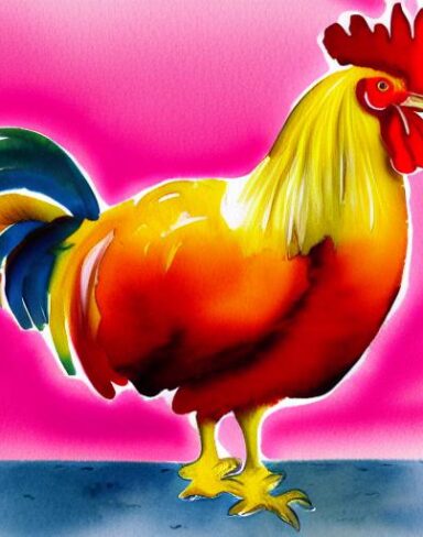 A watercolor painting of one rooster by Olga Boznańska