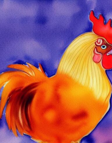 A watercolor painting of the rooster by Olga Boznańska