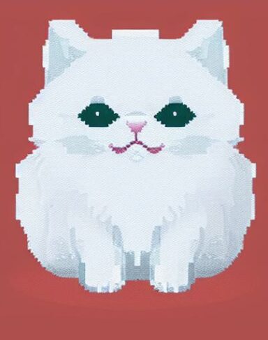 A white cat sitting on top of a white surface