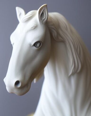 A white horse head sculpture craft